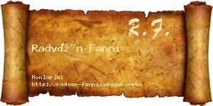 Radván Fanni névjegykártya