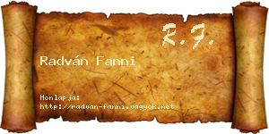 Radván Fanni névjegykártya