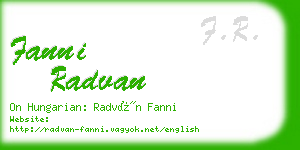 fanni radvan business card